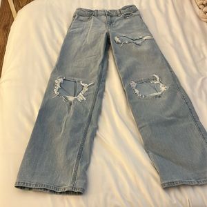 Abercrombie kids wide leg light wash jean
